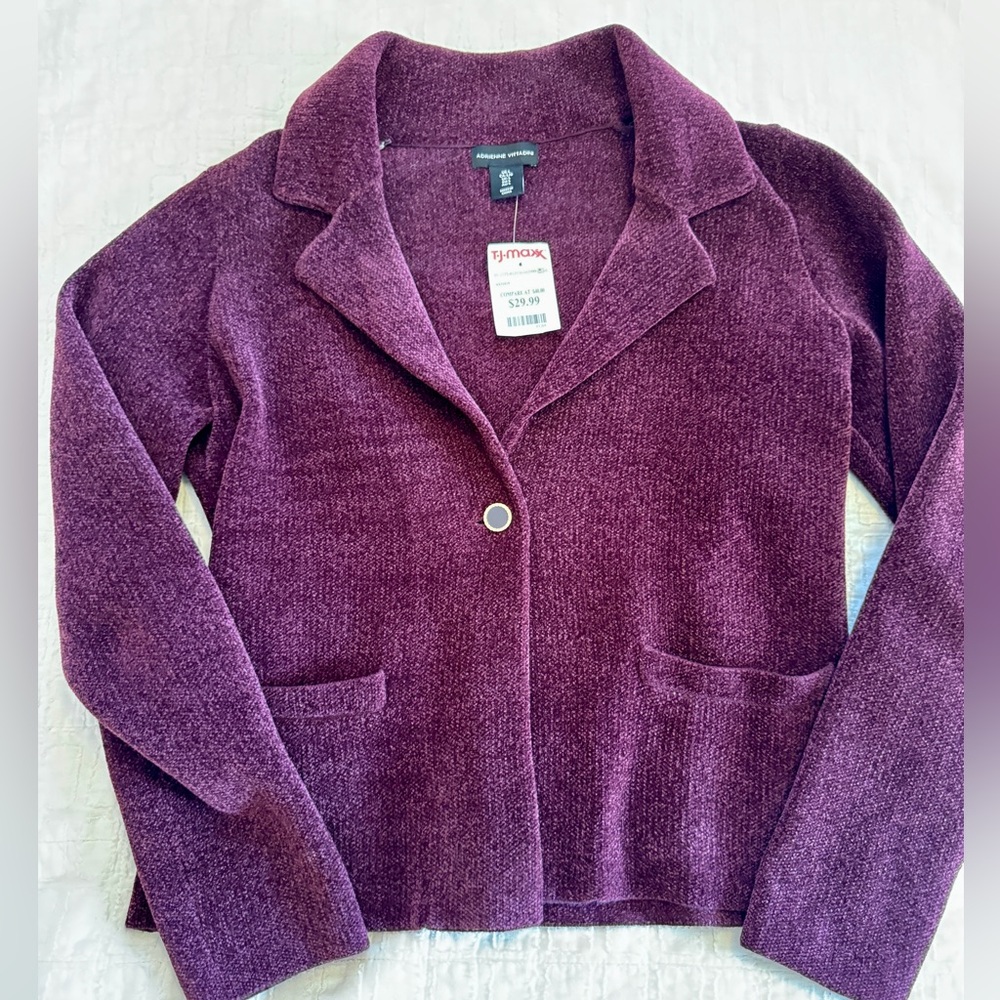 Adrienne Vittadini Rich Burgundy Chenille Blazer